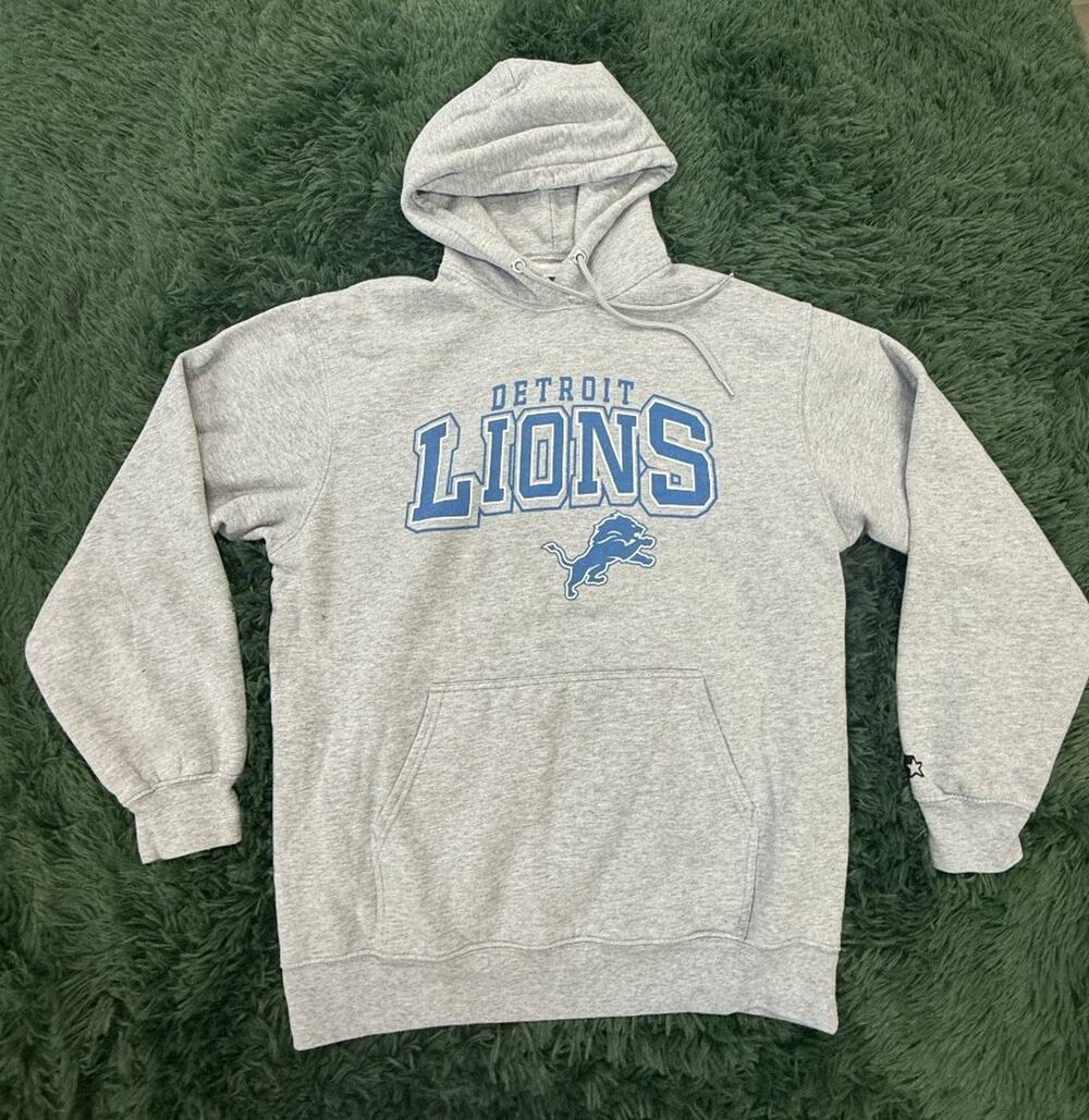 Detroit Lions Starter Hoodie NFL Football Fan Apparel Sweatshirt Men's Gray L
